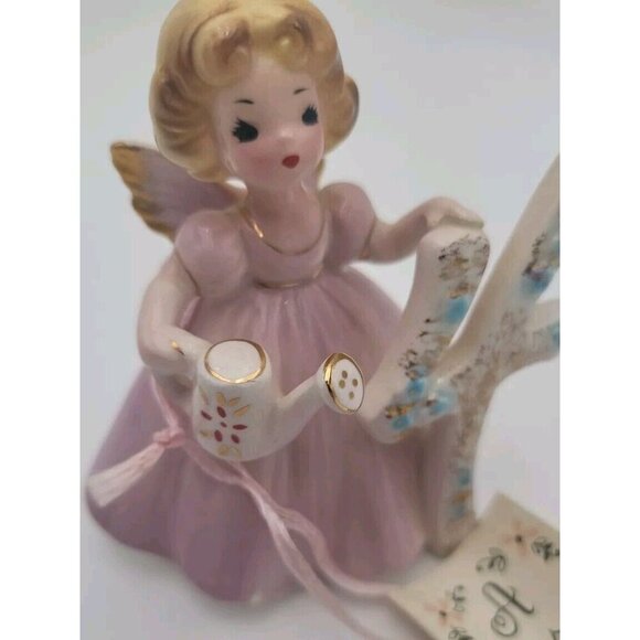 Josef Originals 4th Birthday Girl Angel Figurine Tag And Stickers Watering Can - Picture 6 of 16